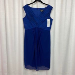 Adrianna Papell Blue Silk Cocktail Dress Sz.2 NWT